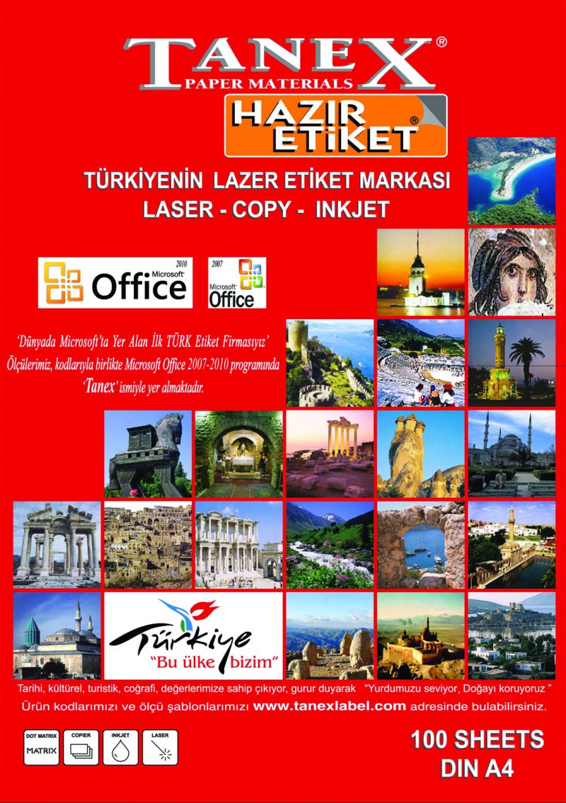 BİLGİSAYAR ETİKETİ LAZER RENKLİ FLORSAN TANEKS
